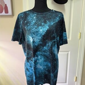 Amazon Women's Galaxy Print Top - Black and Blue